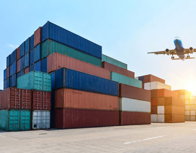 A plane is flying over logistics containers (Logistics and Supply Chain Management)
