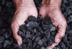 Hands holding coal depicting coal crisis in india (power management)