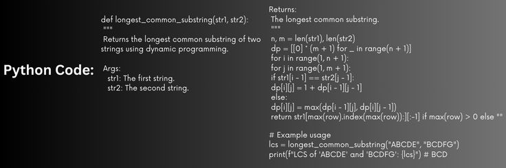 Python code for finding the longest common substring (LCS) of two strings